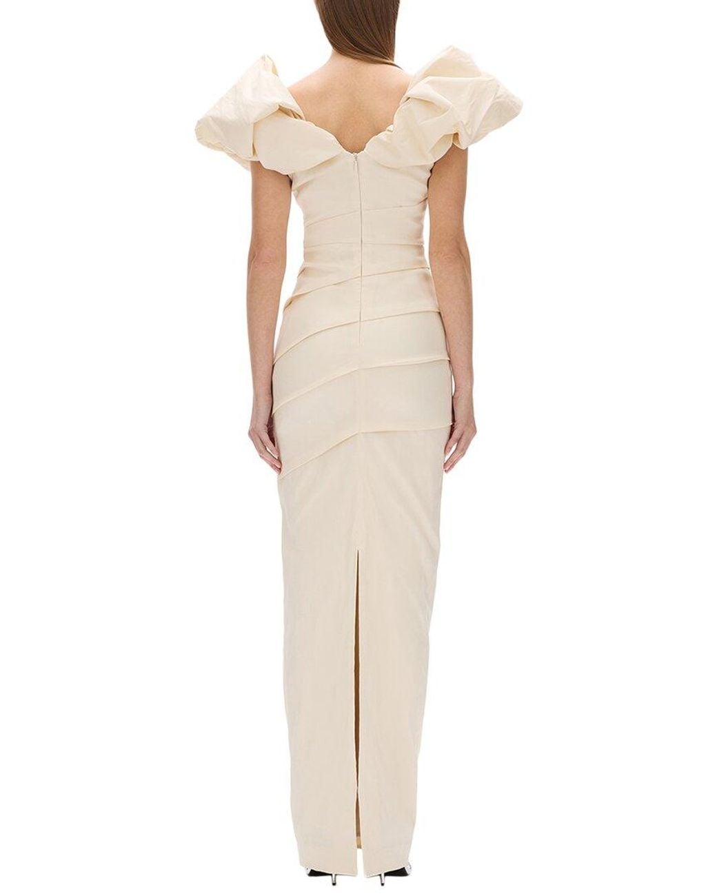 Rachel Gilbert White Frey Fitted Gown