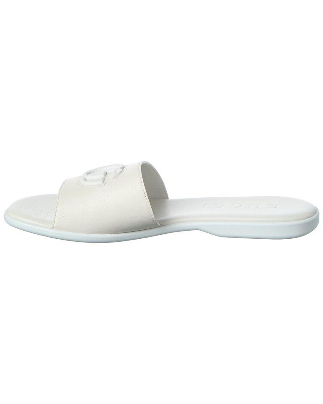 Gucci White Double G Leather Sandal