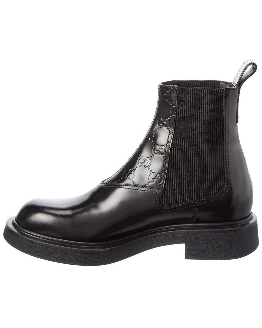 Gucci Black Gg Leather Boot