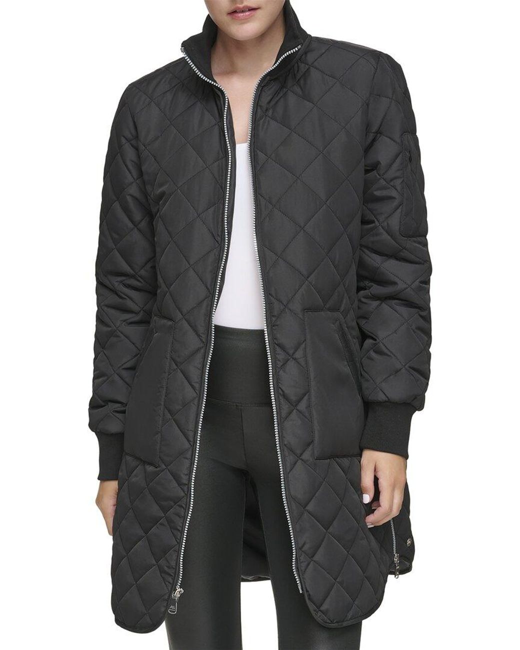 Marc New York Andrew Marc Quilted Longline Jacket in Black Lyst UK