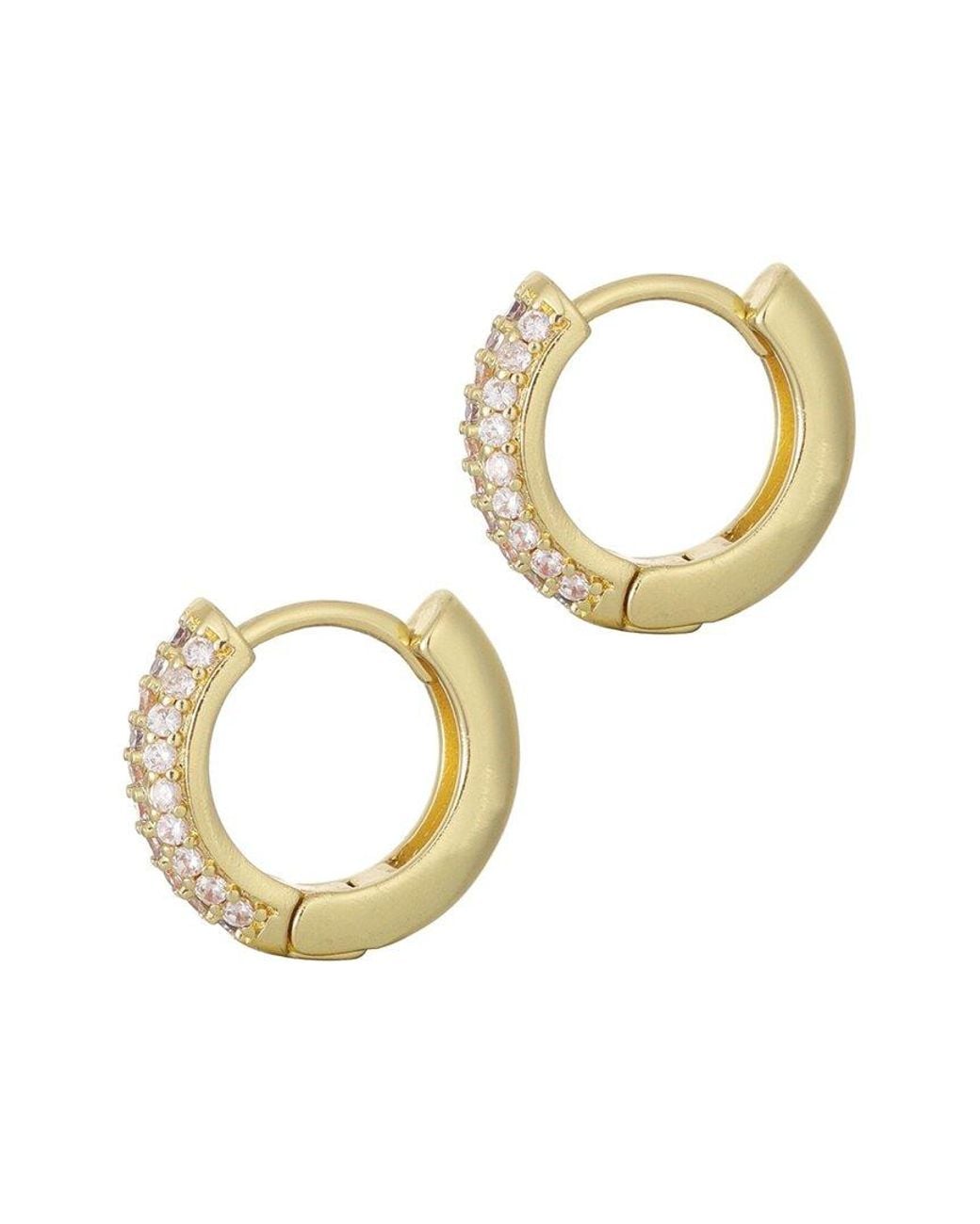 Adornia Metallic 14K Plated Cz Huggie Chubby Hoops
