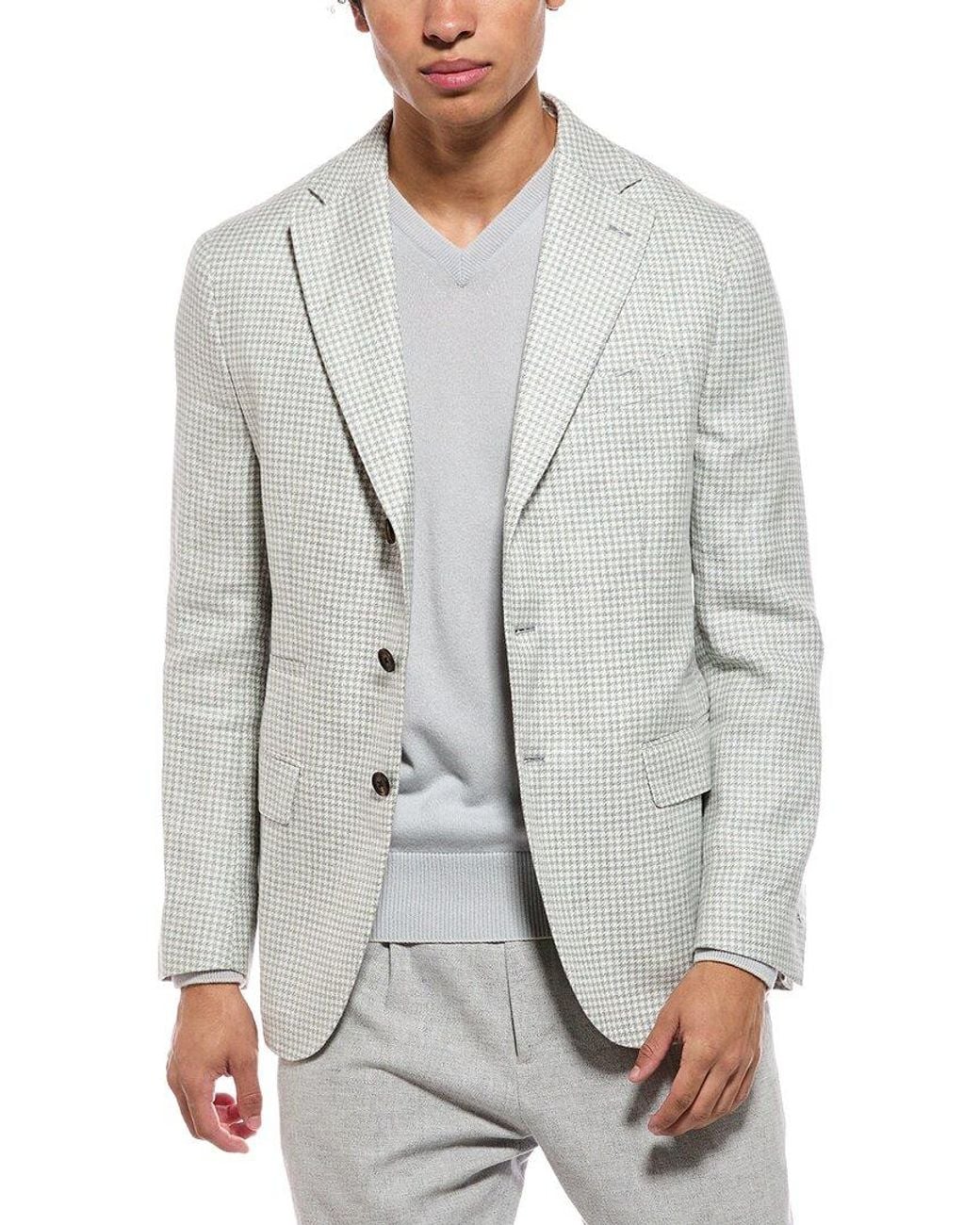 Eleventy Gray Wool & Linen-Blend Jacket for men