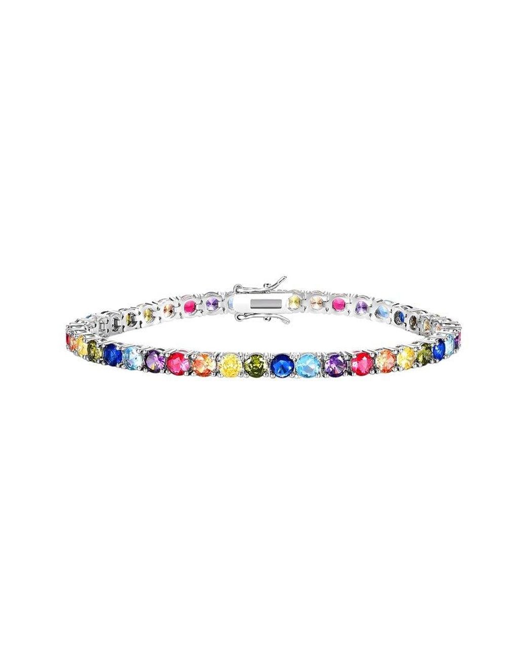 Liv Oliver White 18K Plated 10.70 Ct. Tw. Semi Precious Quartz Tennis Bracelet