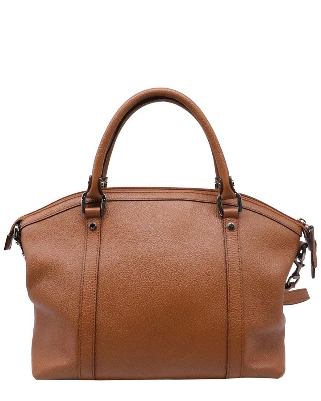 Gucci Brown Ochre Leather Gg Charm Convertible Dome Satchel Bag (Authentic Pre- Loved)