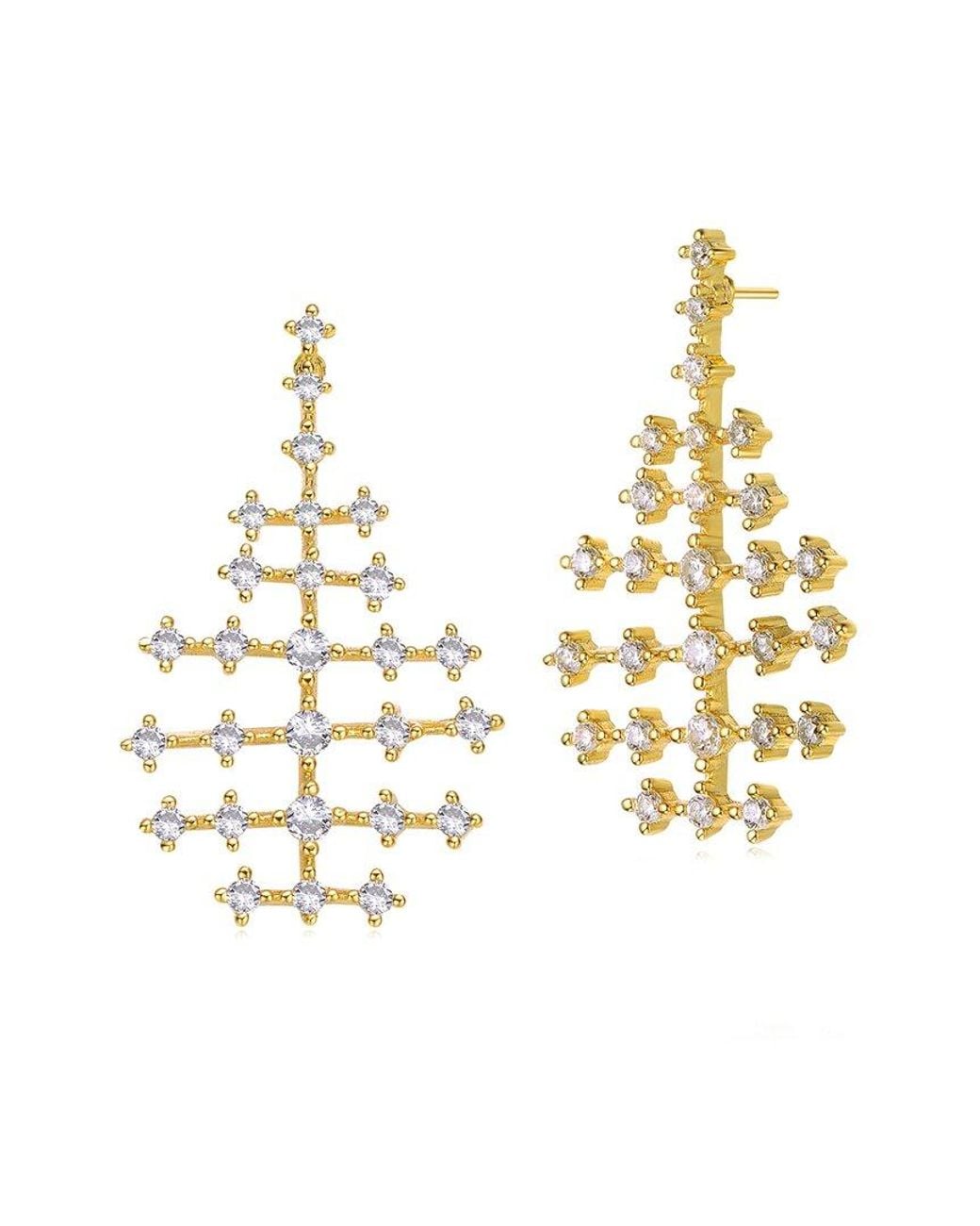 Rachel Glauber Metallic 14k Plated Cz Dangle Earrings