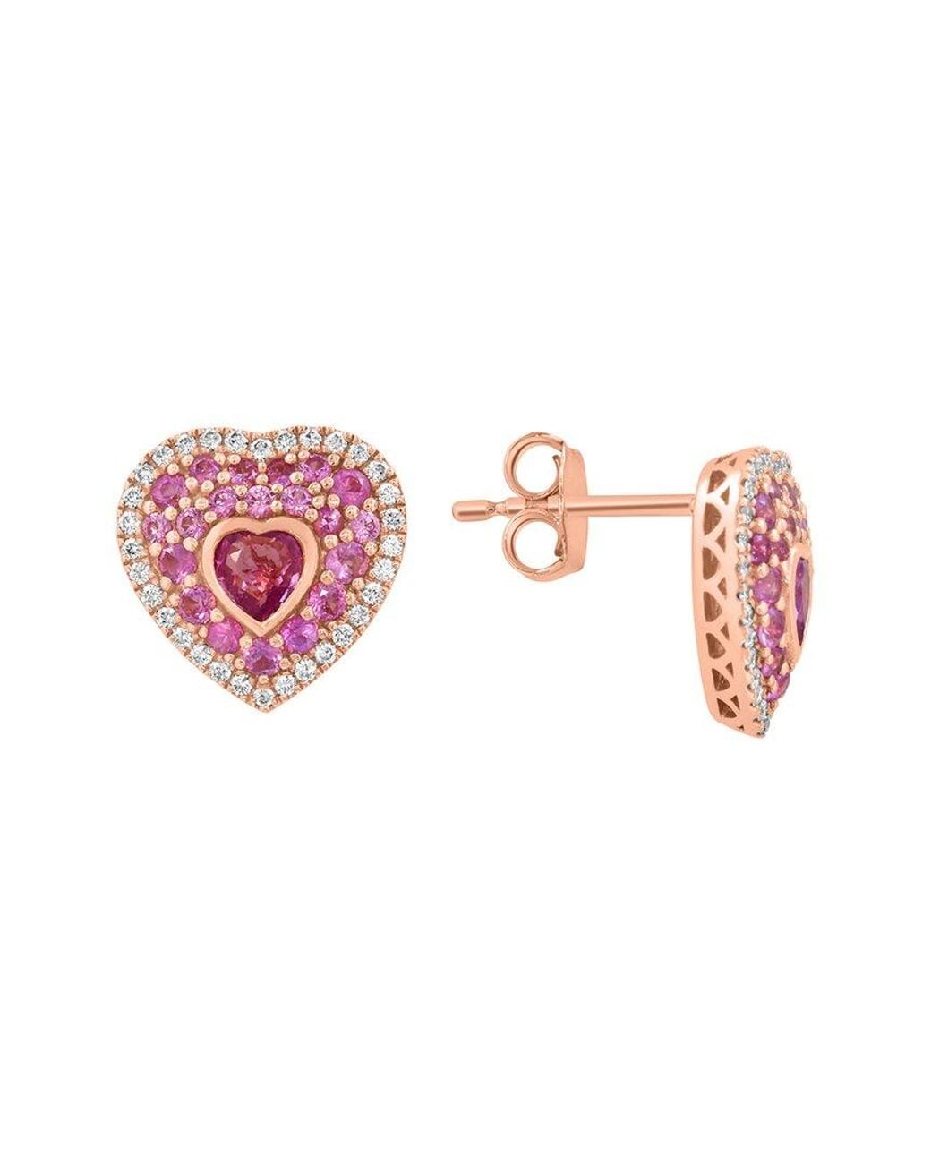 Effy Fine Jewelry 14k Rose Gold 1.64 Ct. Tw. Diamond & Pink Sapphire Earrings
