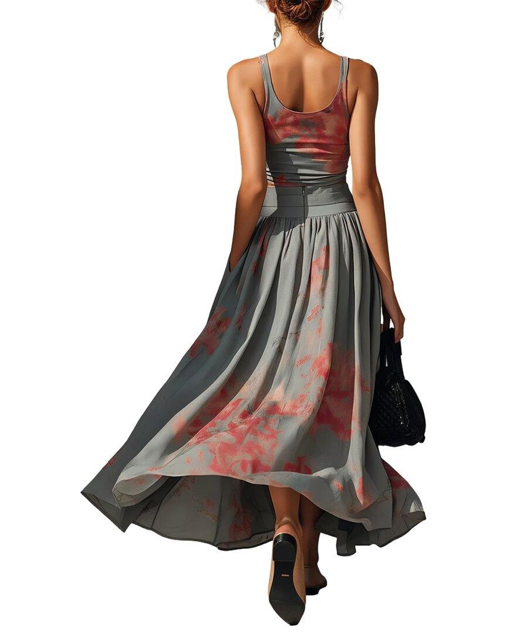 Porselli Gray 2Pc Top & Skirt Set