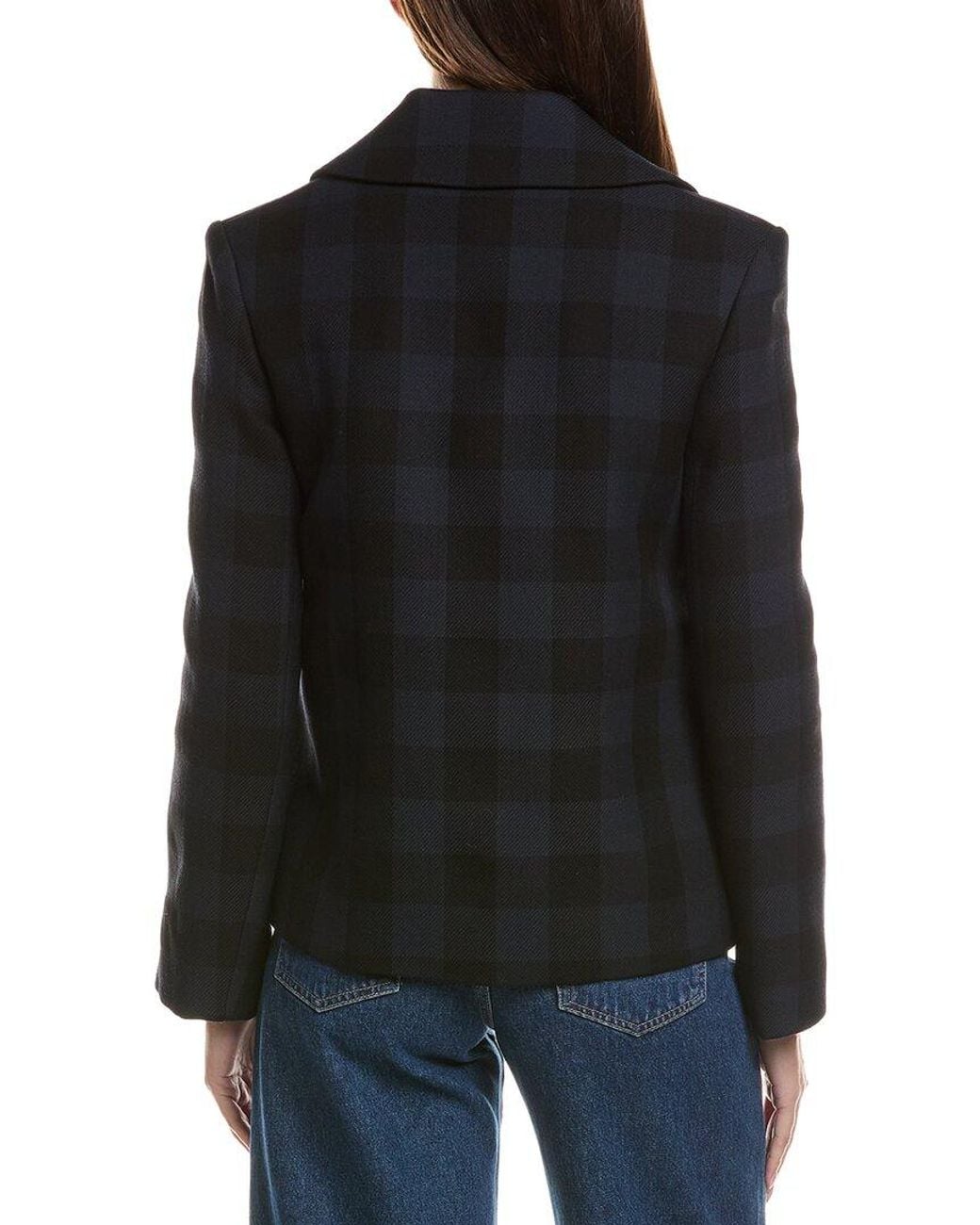 Fleurette Black Cropped Wool Peacoat
