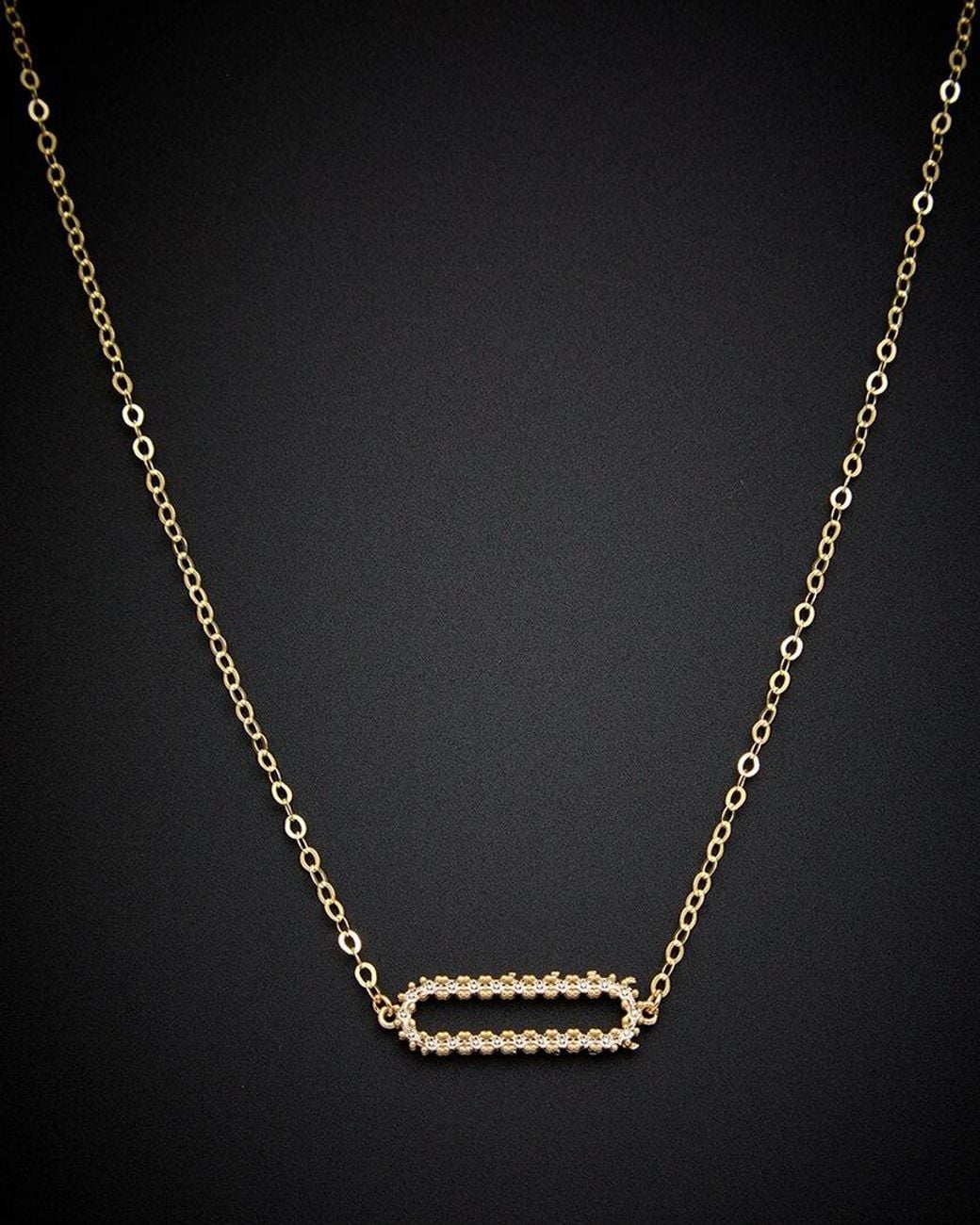 Italian Gold Black 14k Italian Two-tone Gold Elongated Oval Necklace