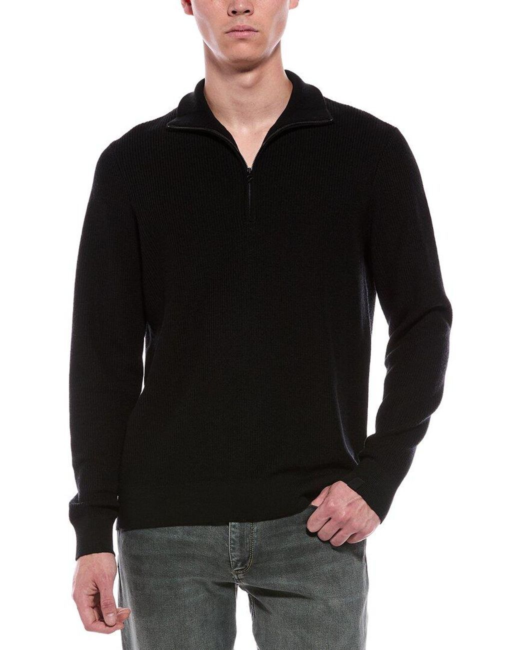Rag & Bone Black Joel Wool-Blend 1/2-Zip Sweater for men