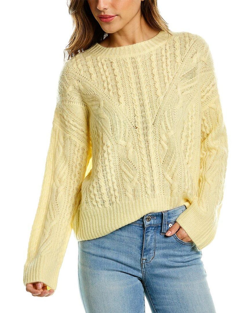 Vince Wool & Cashmere-blend Cable Knit Sweater in Yellow | Lyst Canada