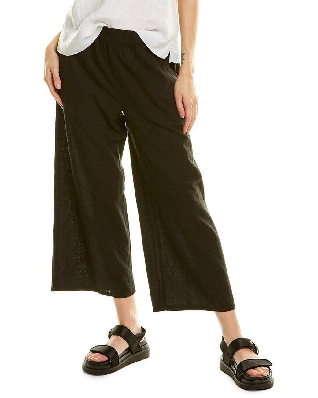 L XL $188 Eileen Fisher Pebble Organic Cotton Wide Leg Cropped Pants XS 