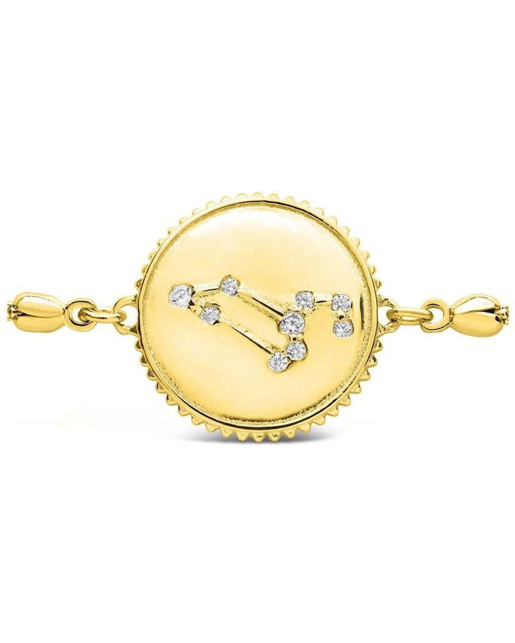 Sterling Forever Metallic 14k Over Silver Cz Leo Disc Bolo Bracelet