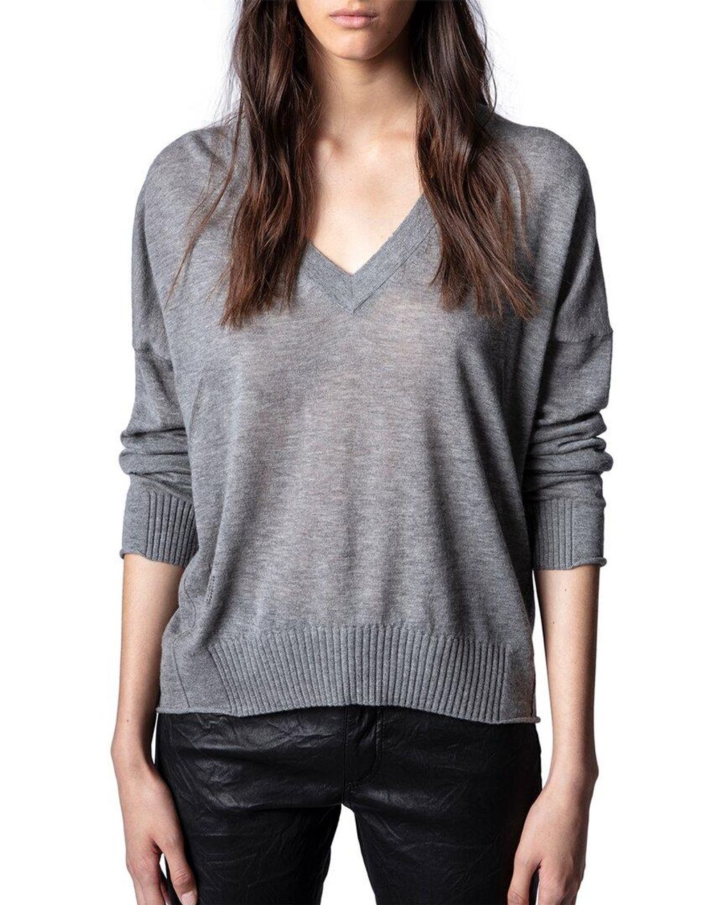 Zadig & Voltaire Brumy Cp Cashmere Sweater in Gray | Lyst