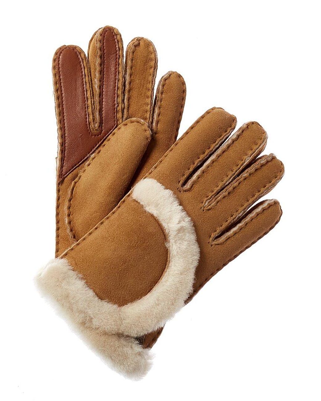 UGG Exposed-seam Suede Gloves in Brown | Lyst