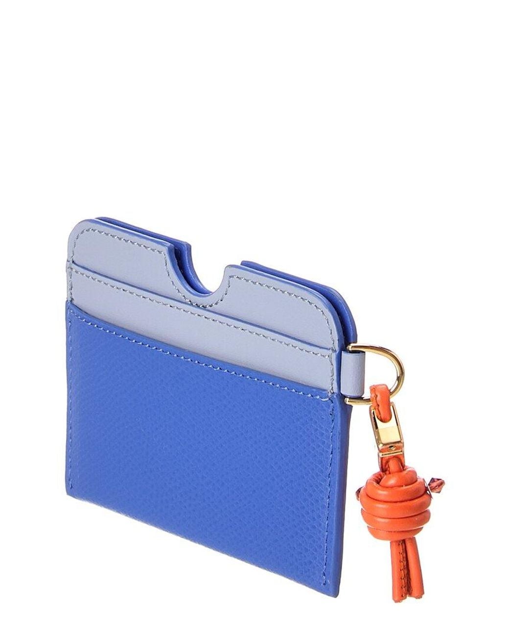 Fendi Blue Ff Diamond Leather Card Case