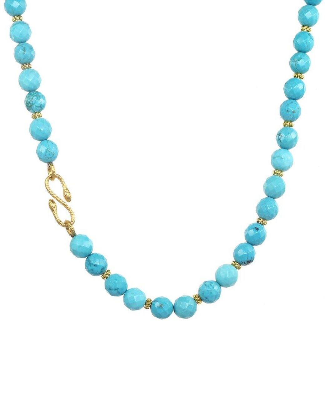 Rachel Reinhardt Jewelry Gold Over Silver Blue Howlite Snake Necklace