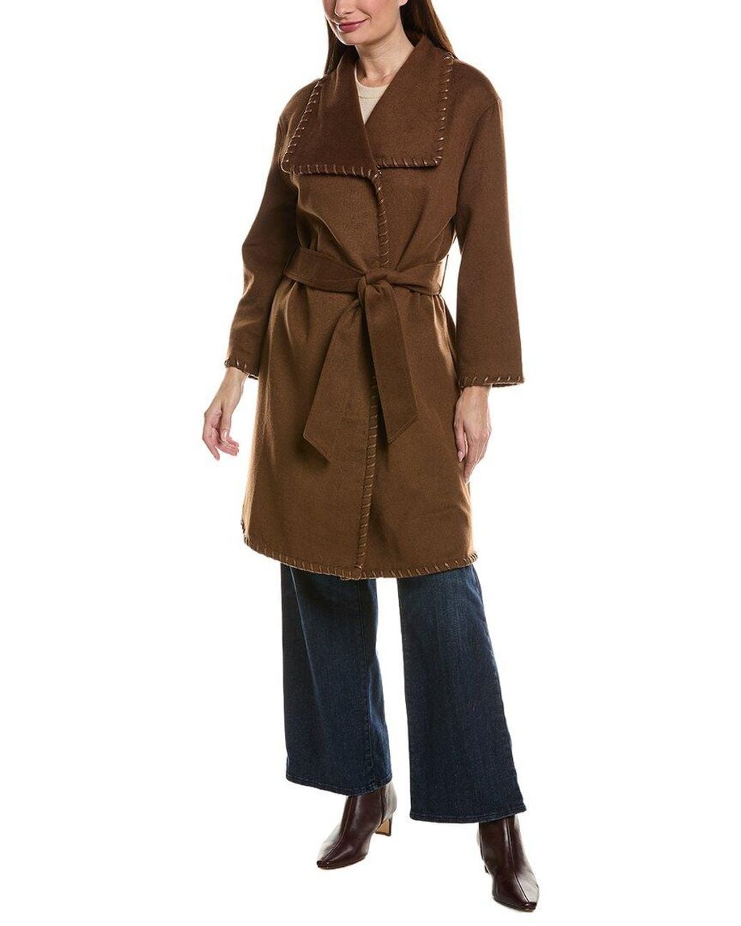 Pascale La Mode Brown Trench Wool-Blend Long Coat