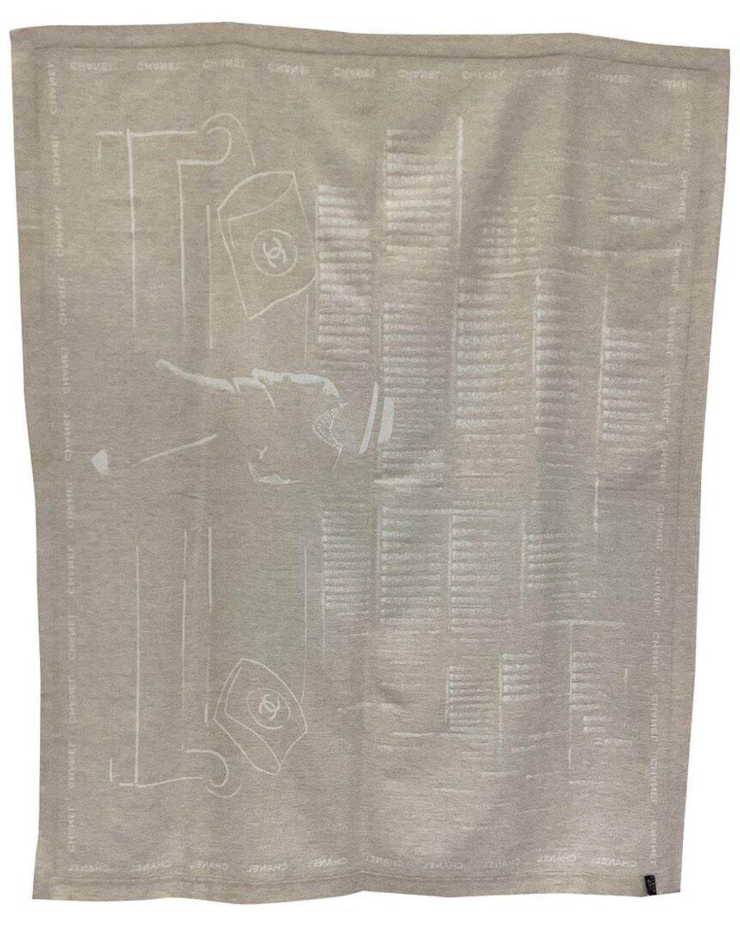 Chanel Gray Mademoiselle Print Scarf (Authentic Pre-Loved)