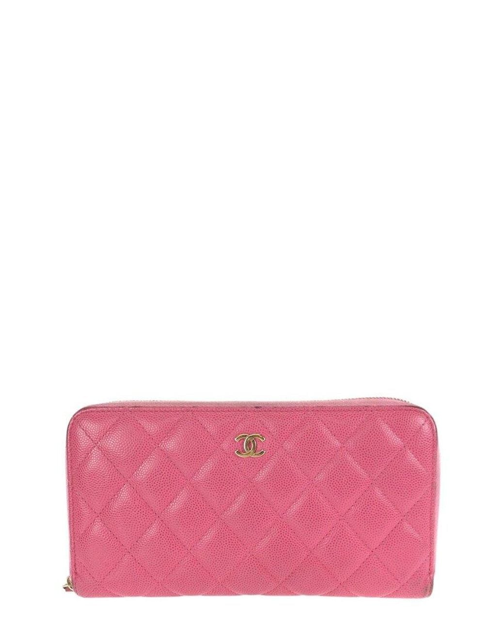 Chanel Pink Caviar Leather Coco Mark Long Wallet (authentic Pre-loved)