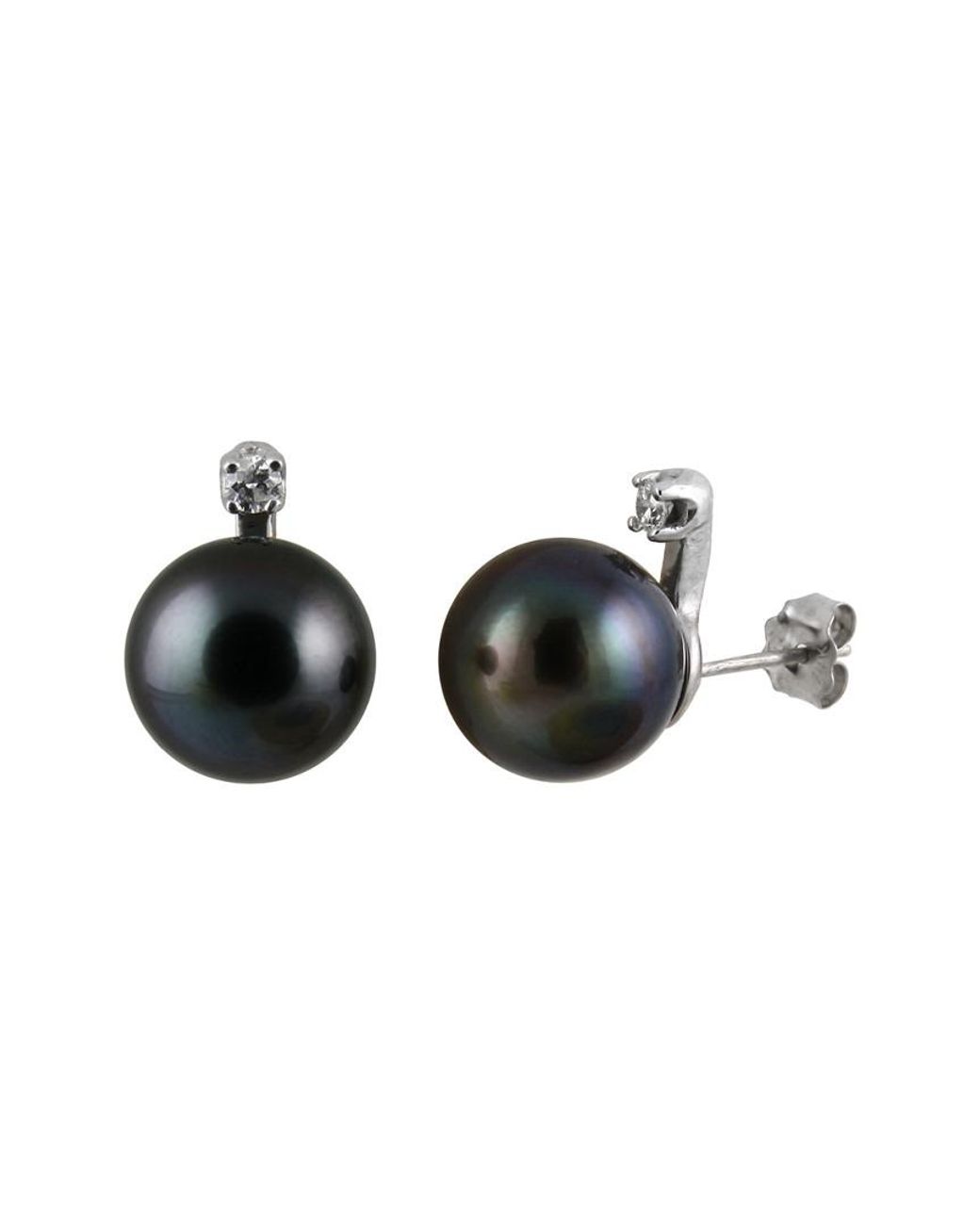 Splendid Multicolor 14k 0.10 Ct. Tw. Diamond & 10-10.5mm Freshwater Pearl Earrings
