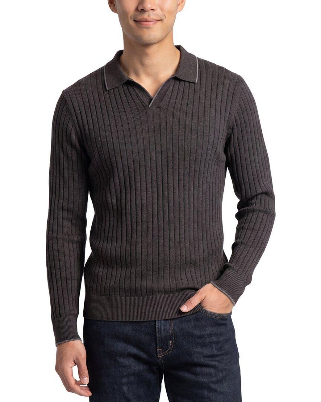 Raffi Gray Wool-Blend Drop Needle Shirt for men
