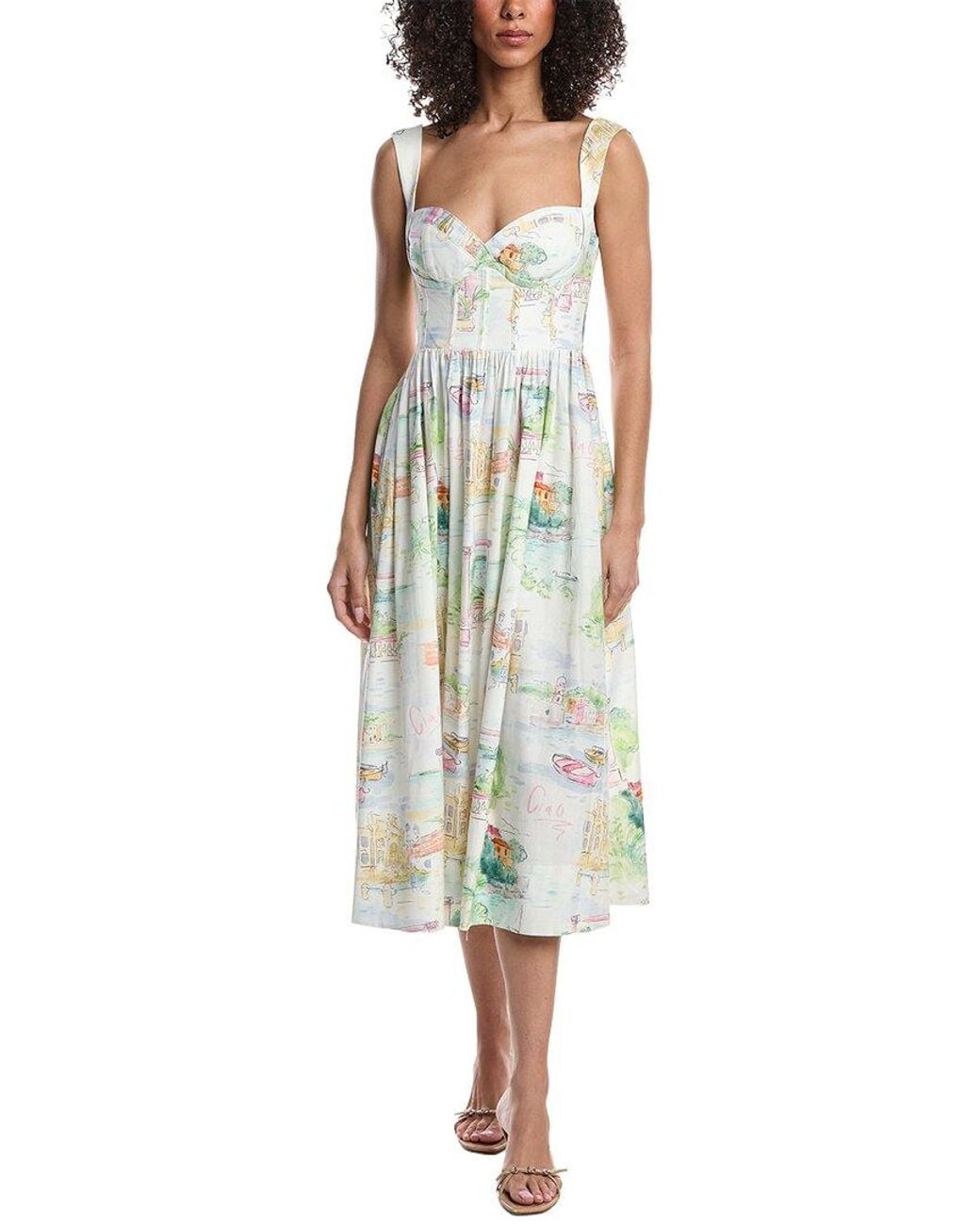 Yumi Kim Green Brigette Linen-blend Midi Dress
