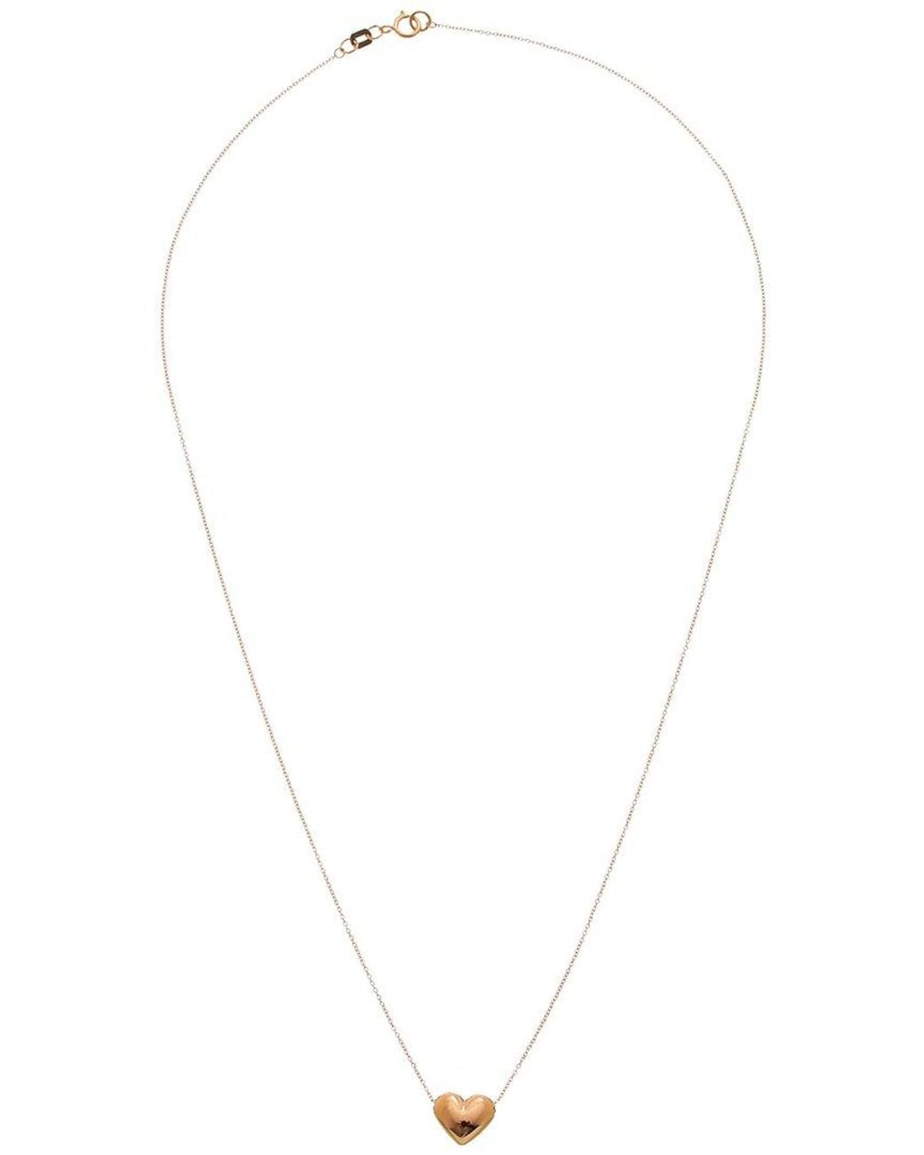 Italian Gold Metallic 10K Rose Puffed Heart Necklace