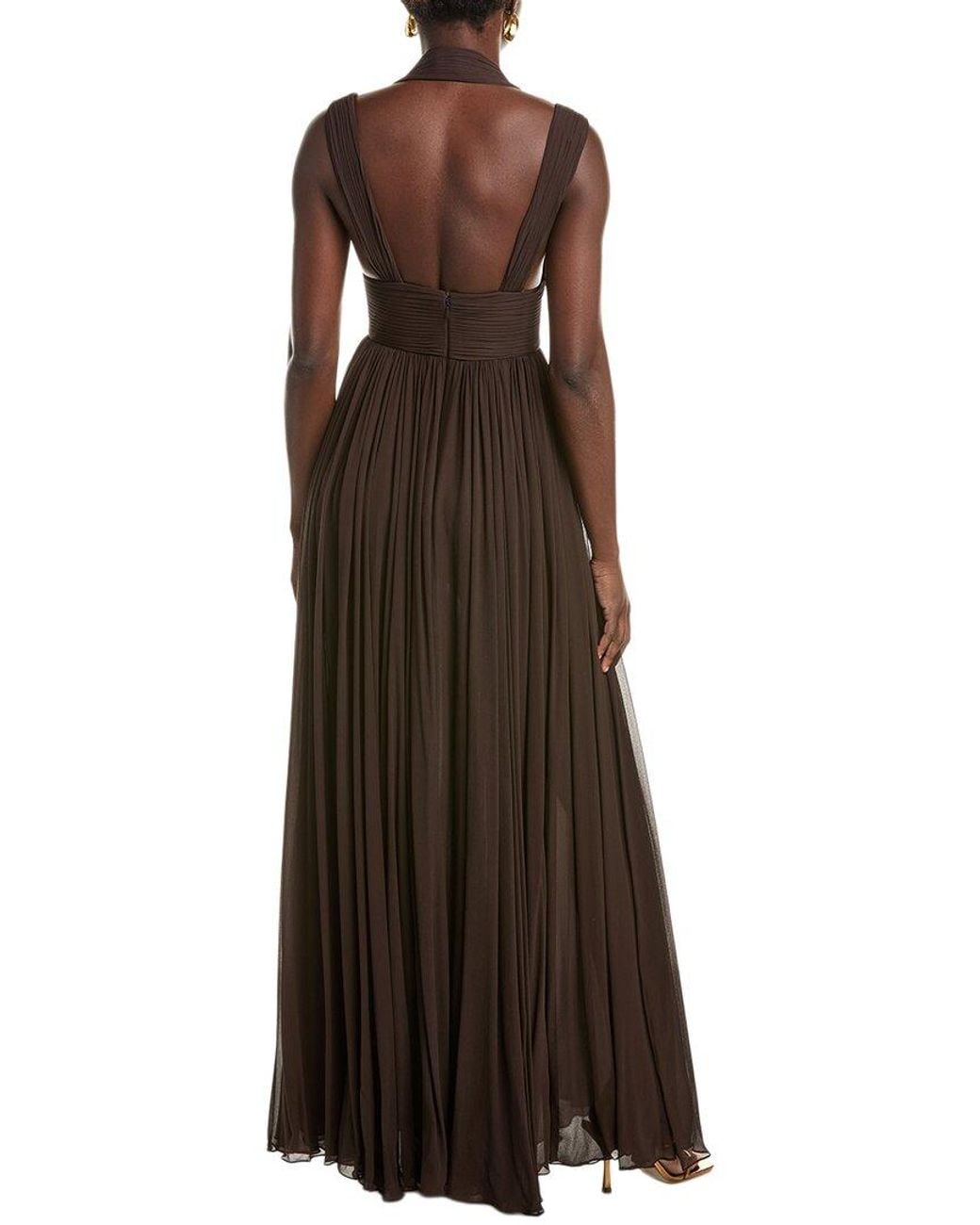 Michael Kors Brown Silk Chiffon Goddess Gown