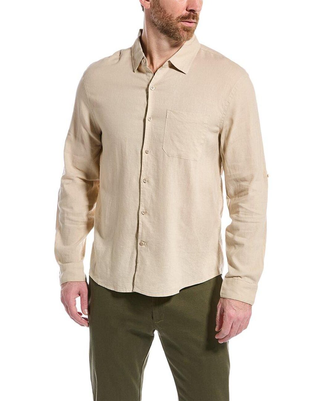 Magaschoni Linen-blend Woven Shirt in Natural for Men | Lyst