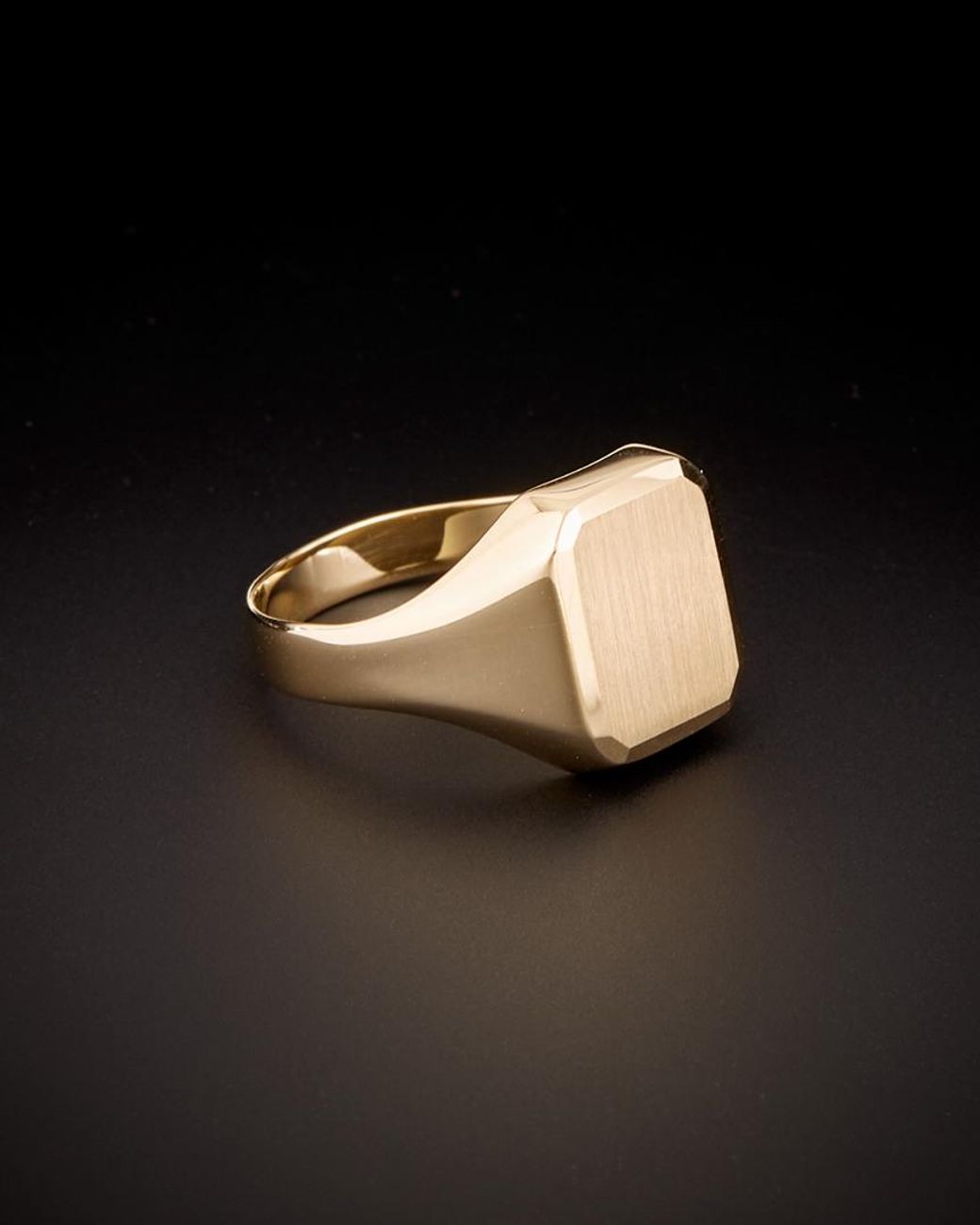 Italian Gold Black 14k Rectangular Signet Ring