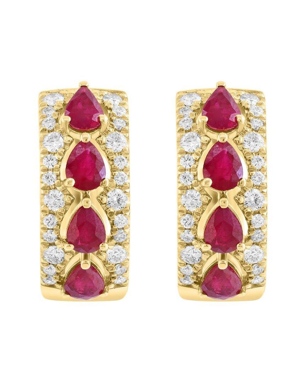 Effy Fine Jewelry Pink 14K Rose 2.52 Ct. Tw. Diamond & Ruby Earrings