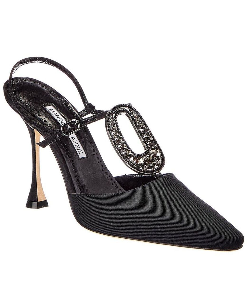 Manolo Blahnik Black Truta 105 Grosgrain Slingback Pump