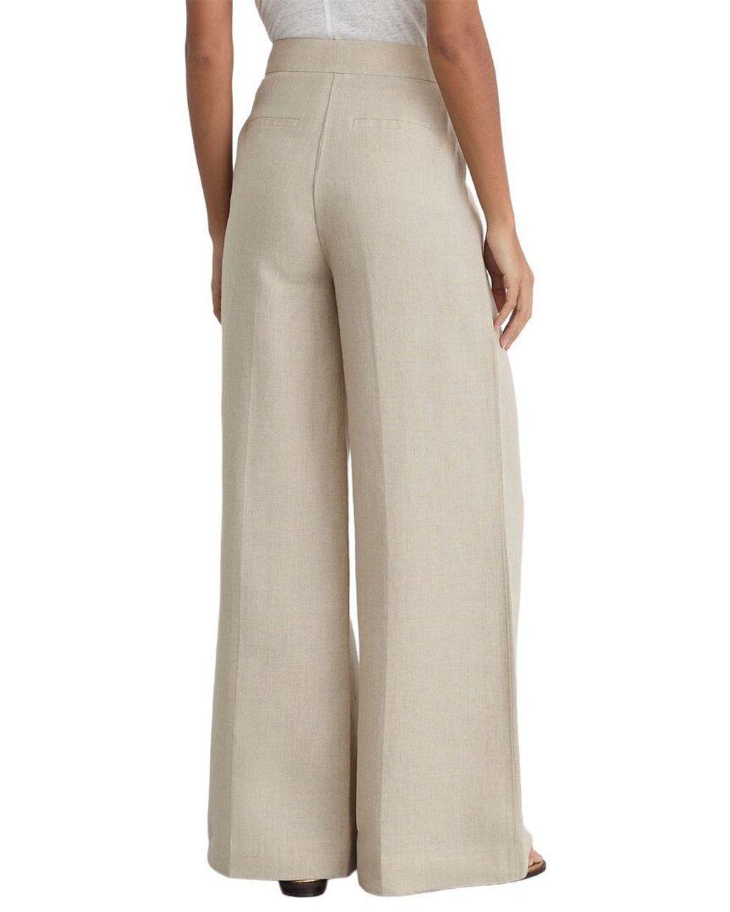 Reiss Natural Kit Linen Wide Leg Suit Trouser