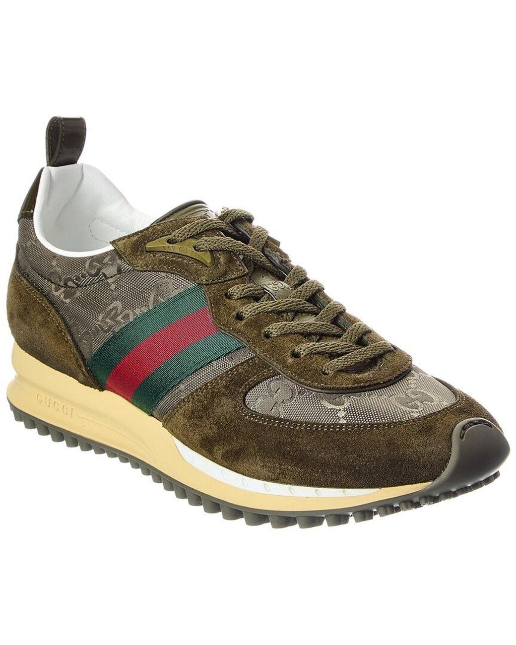 Gucci Green Re-Motion Gg Nylon & Suede Sneaker