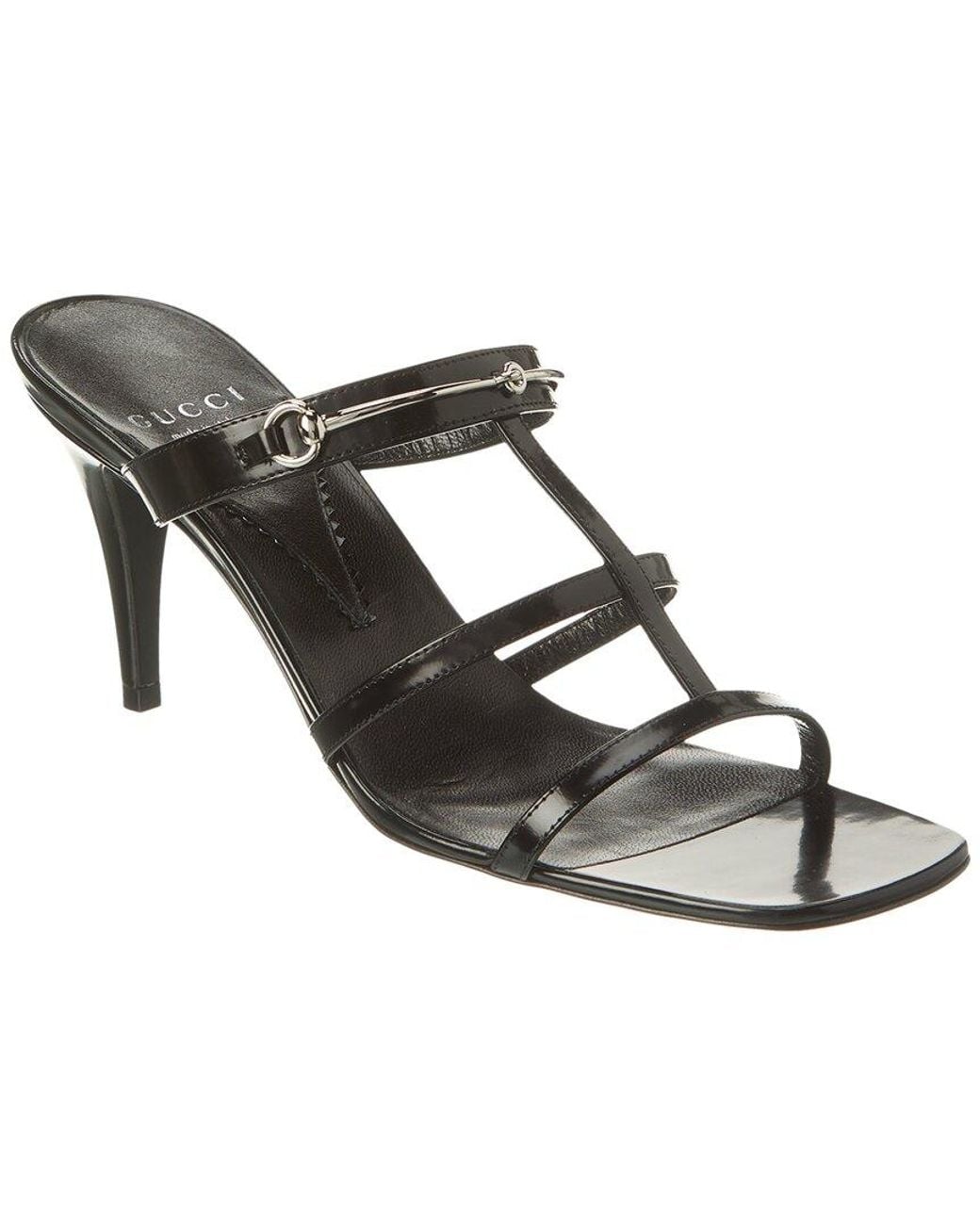 Gucci Black Slim Horsebit Leather Sandal