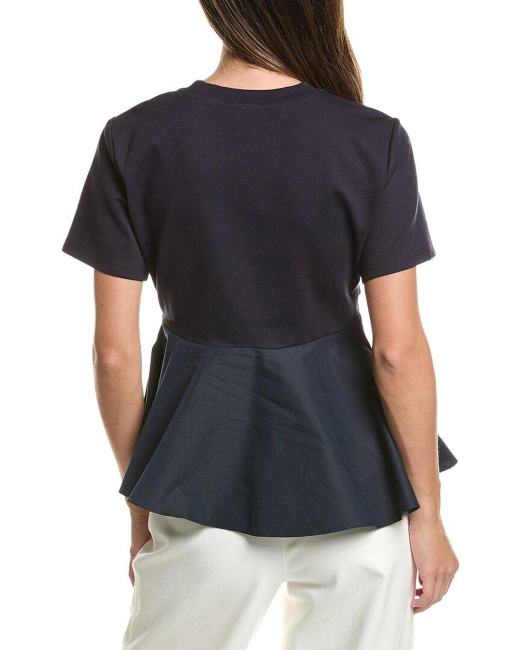 Gracia Black Crewneck Oversized Bow Top