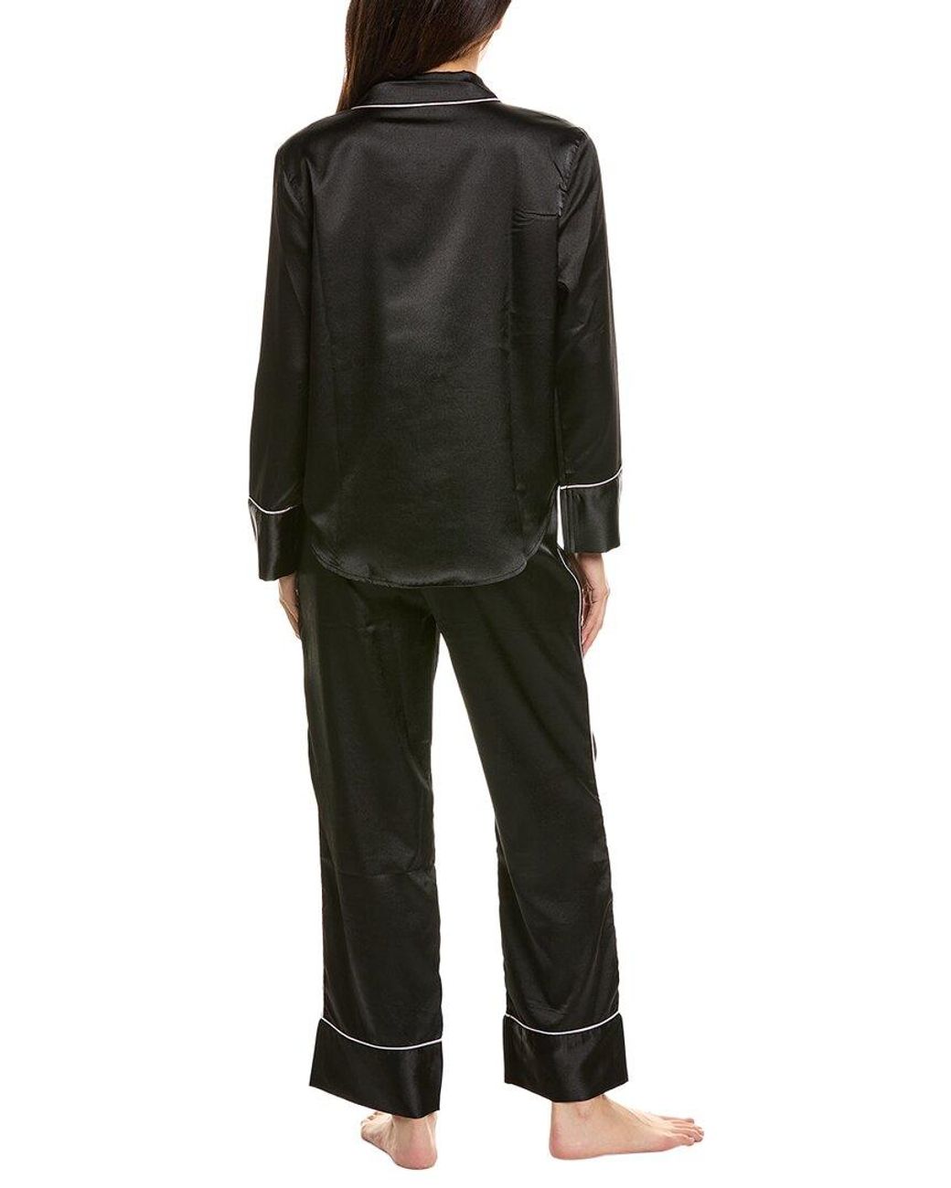 Marion Black 2Pc Satin Pajama Set
