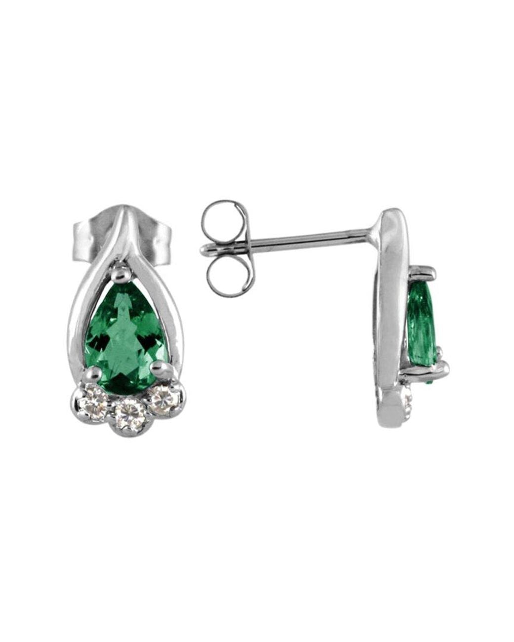 Gemstones Green 10k 0.81 Ct. Tw. Diamond & Emerald Earrings