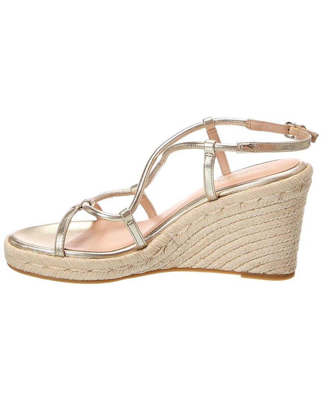 Stuart Weitzman Metallic Nilla Espadrille Leather Wedge Sandal