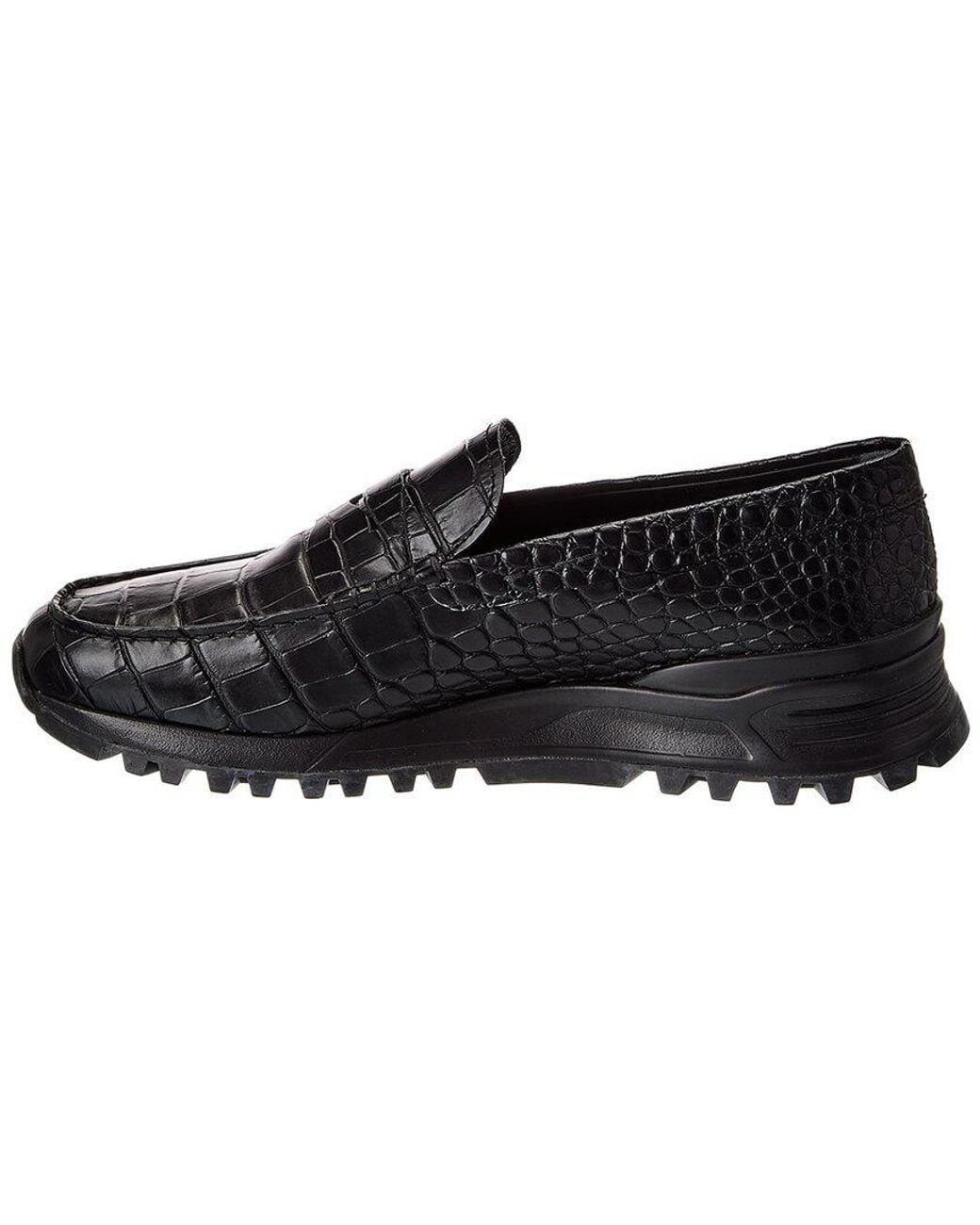 Tod's Black Croc-Embossed Leather Loafer for men