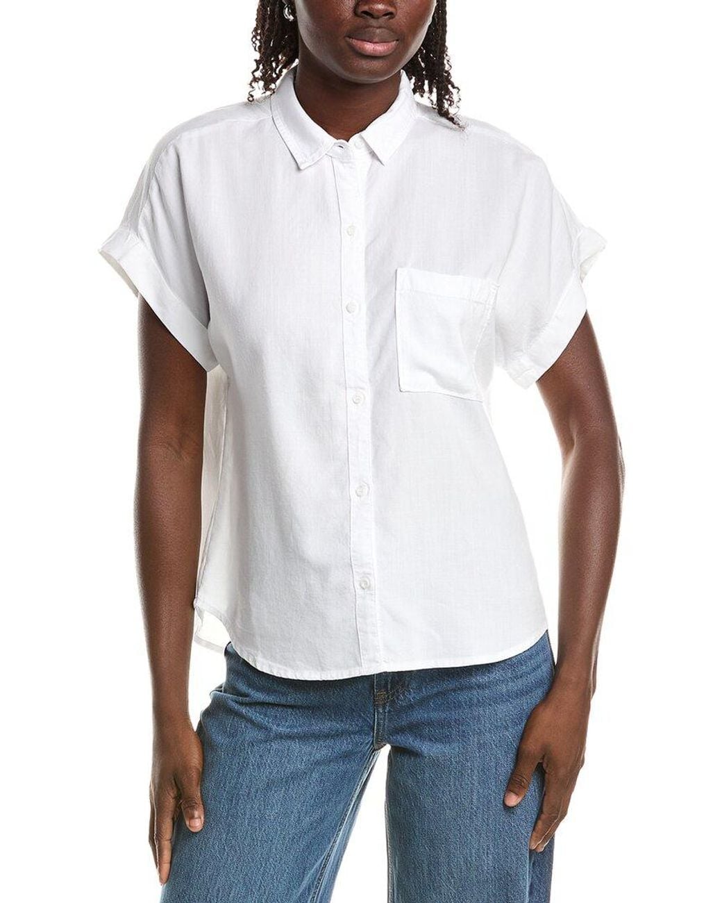 Bella Dahl White Pocket Button-Down Shirt