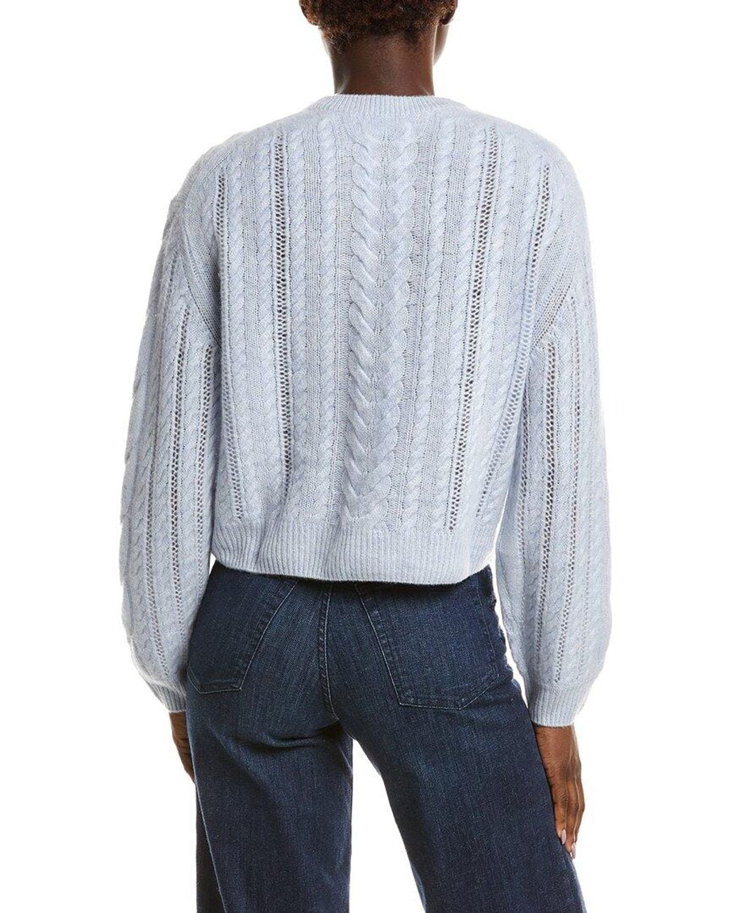 NAADAM Blue Airy Cable Crewneck 100% Cashmere Sweater