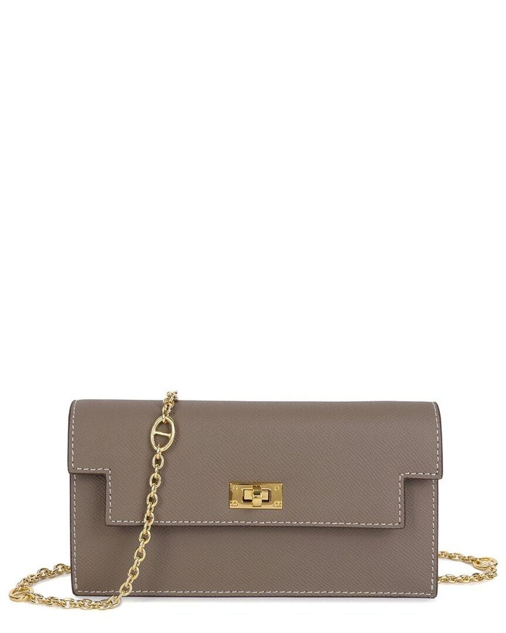 Tiffany & Fred Paris Gray Grained Leather Wallet