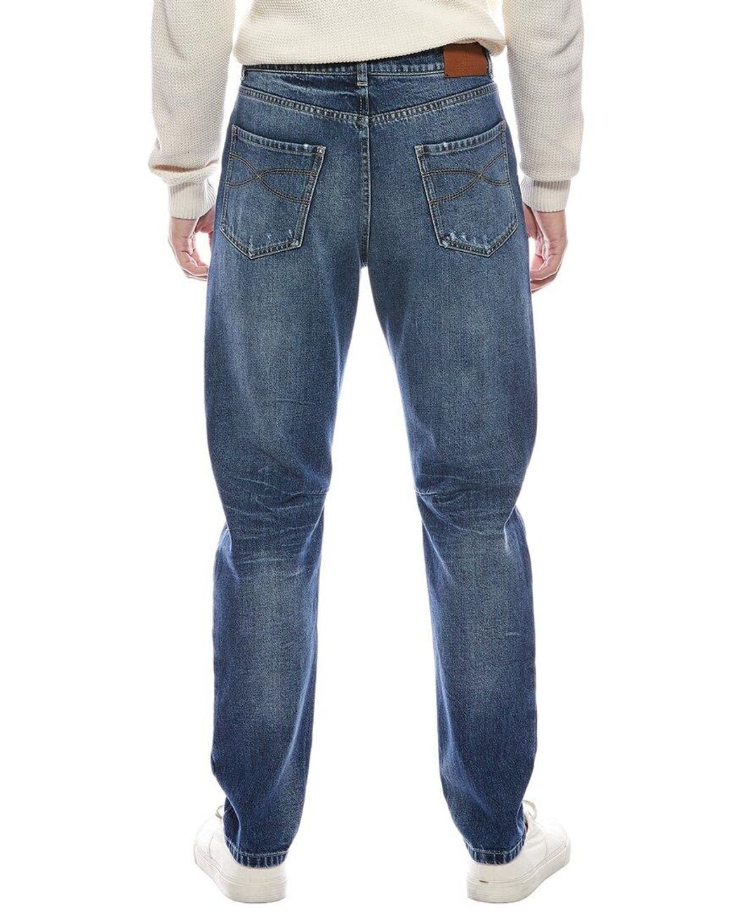 Brunello Cucinelli Blue Medium Wash Leisure Fit Jean for men