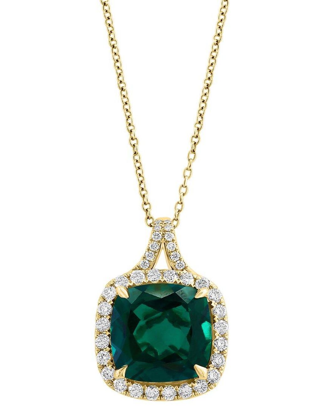 Effy Fine Jewelry Metallic 14K 5.91 Ct. Tw. Lab-Grown Diamond & Lab-Grown Emerald Necklace