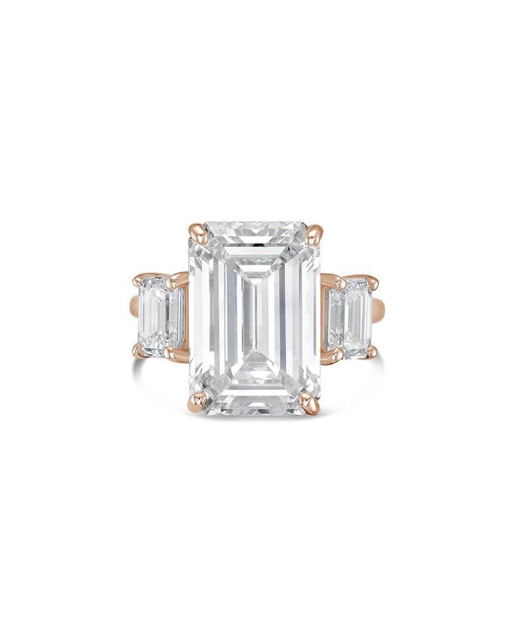 Diana M White Diana M. 14K Rose 3.50 Ct. Tw. Lab-Grown Diamond Three-Stone Ring