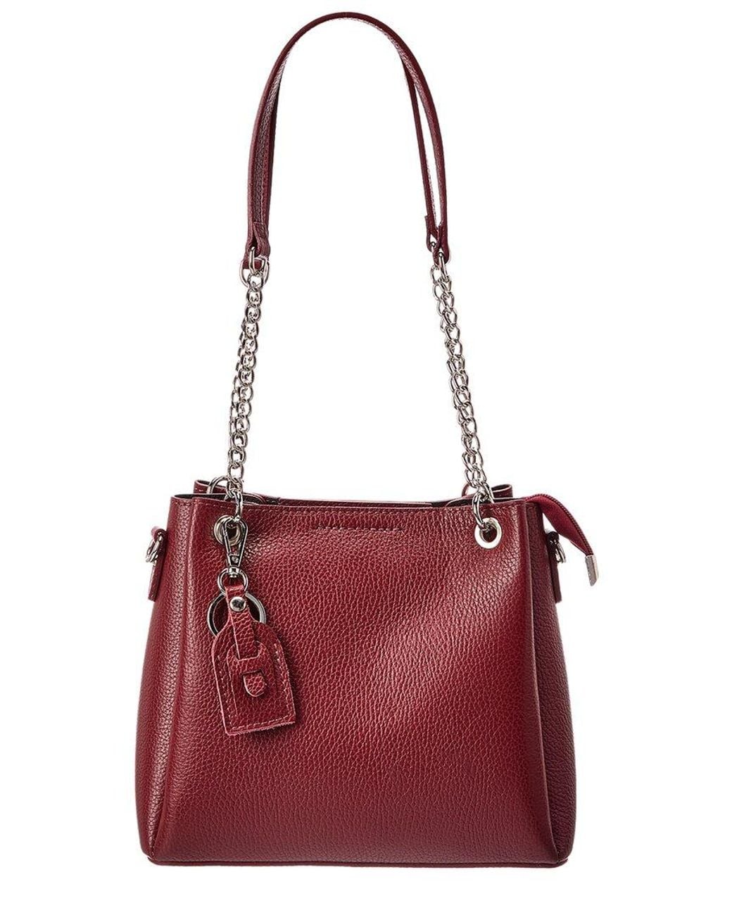 Italian Leather Red Top Handle Tote