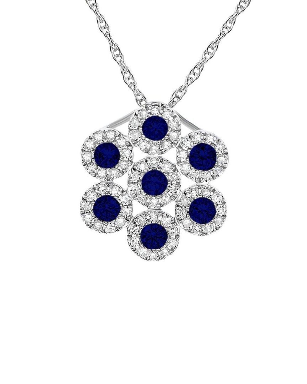 Diana M Blue Fine Jewelry 14k 0.47 Ct. Tw. Diamond & Sapphire Necklace