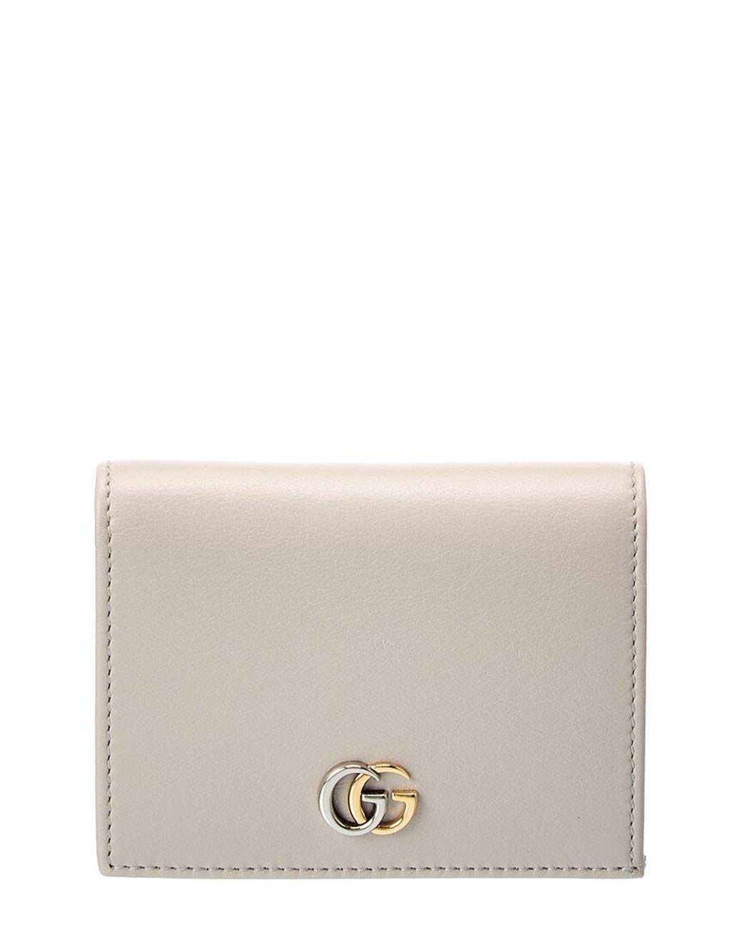 Gucci Gray Gg Marmont Leather Card Case